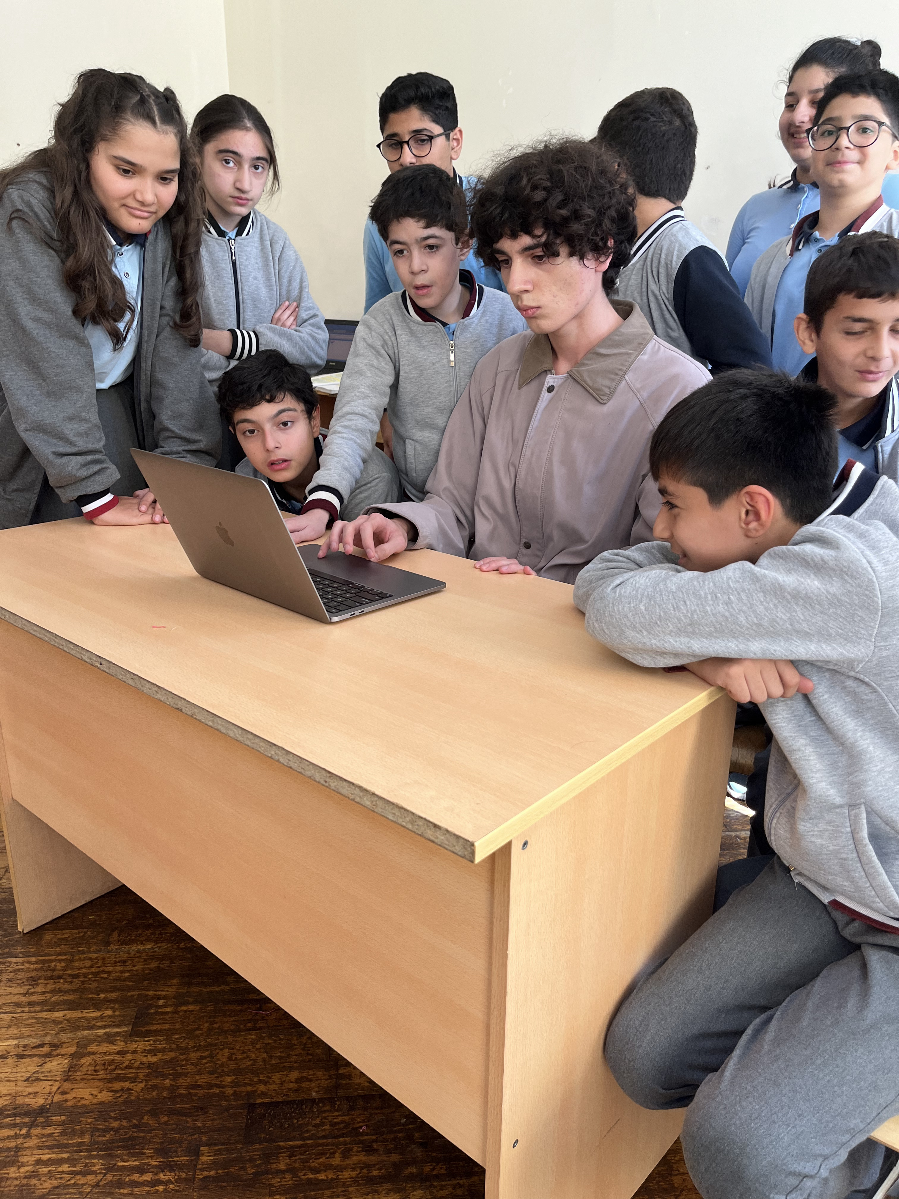 A student teaching several children